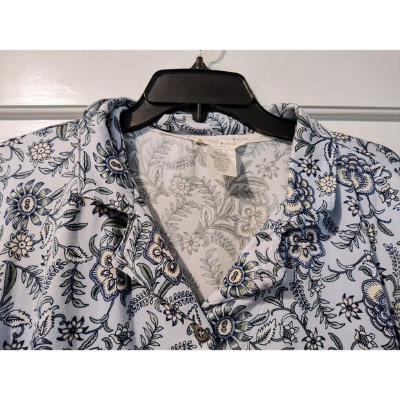 Lucky Brand Women’s Pajama Top - Mini Denim Floral - Size L Fast Shipping - Picture 8 of 14